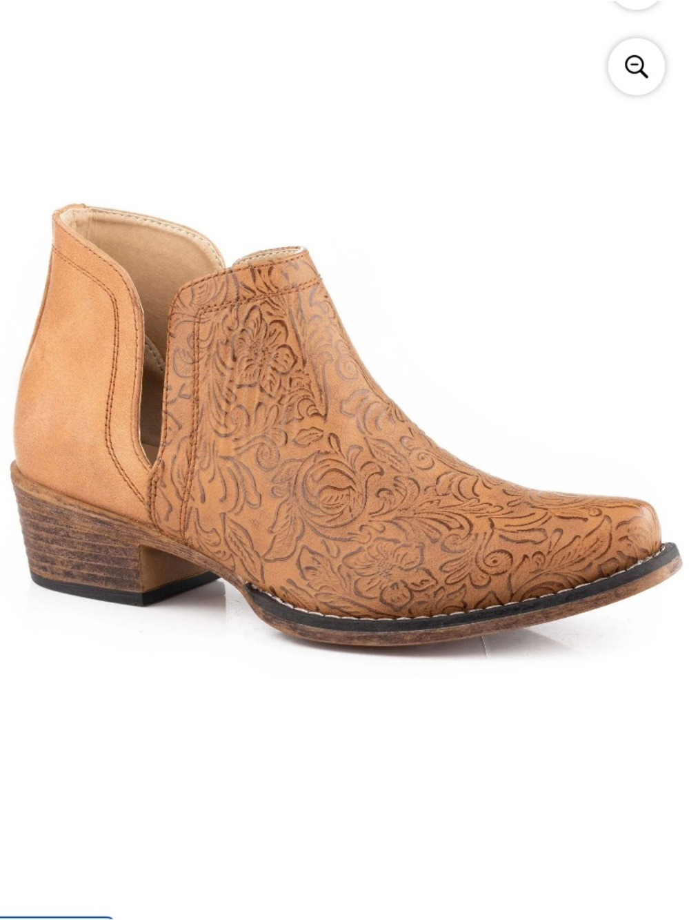 Roper Ava Embossed Snip Toe Western Ankle Boots Booties Womens 7 Tan Brown